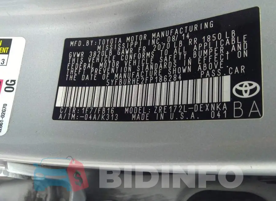 5YFBURHE2FP186284 Photo# 9