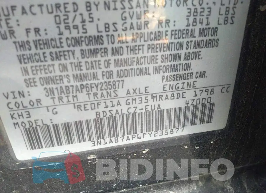 3N1AB7AP6FY235877 Photo# 9