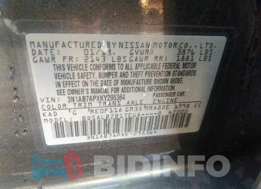 3N1AB7APXKY295364 Photo# 9