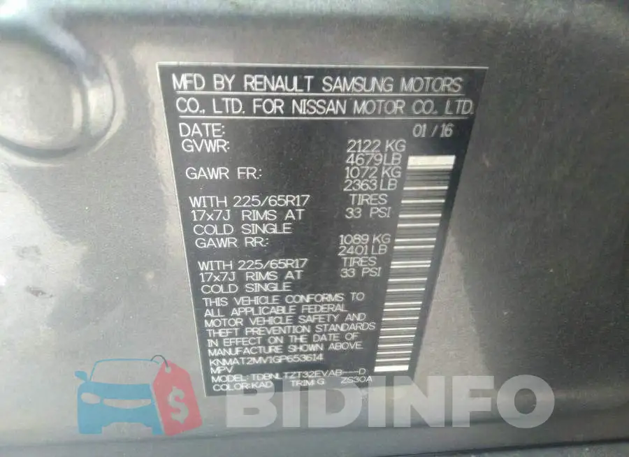 KNMAT2MV1GP653614 Photo# 9