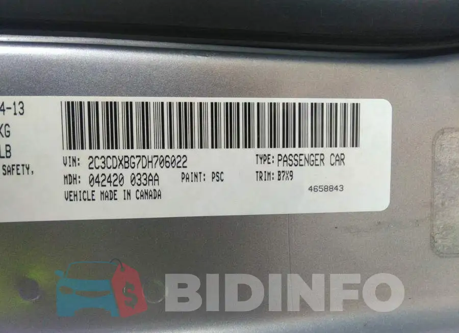 2C3CDXBG7DH706022 Photo# 9