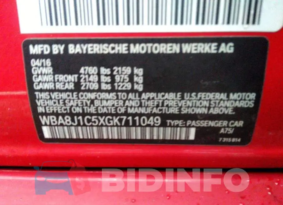 WBA8J1C5XGK711049 Photo# 9