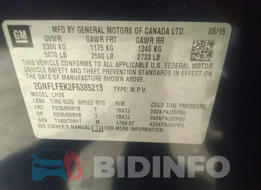 2GNFLFEK2F6385213 Photo# 9