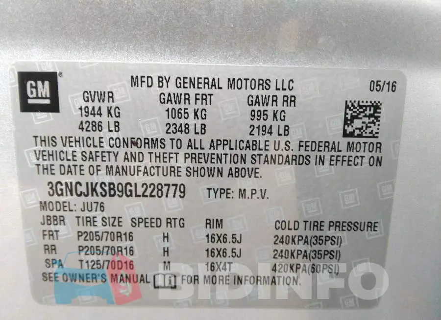 3GNCJKSB9GL228779 Photo# 9