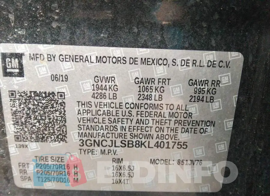 3GNCJLSB8KL401755 Photo# 9
