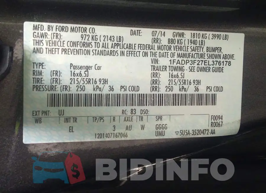 1FADP3F27EL376178 Photo# 9