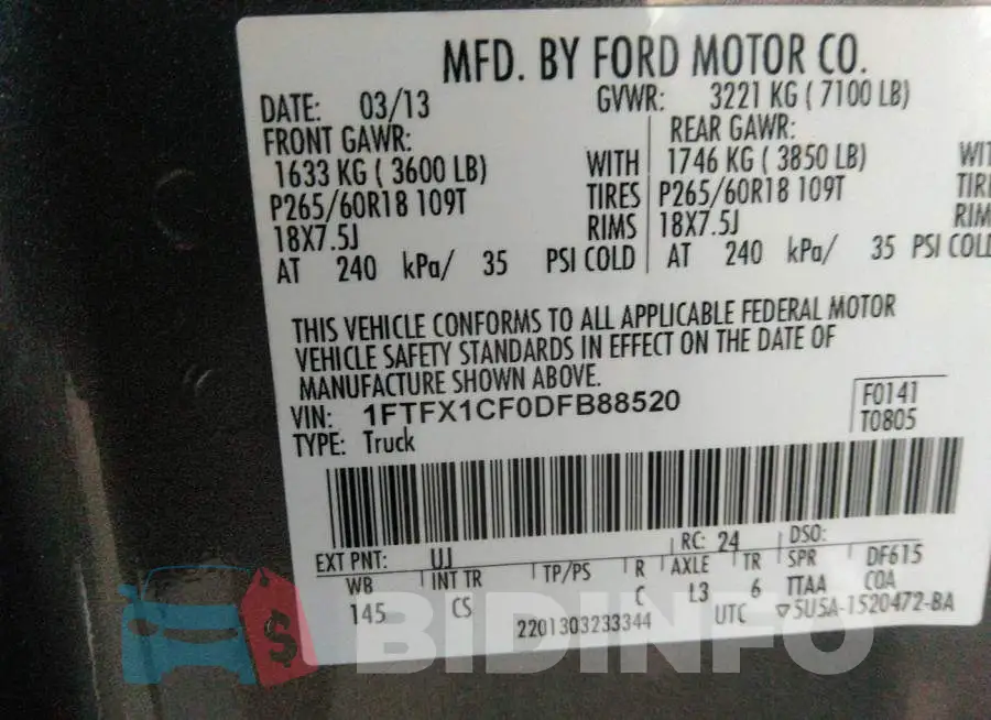 1FTFX1CF0DFB88520 Photo# 9