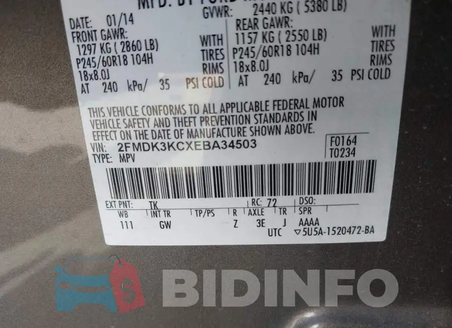 2FMDK3KCXEBA34503 Photo# 9