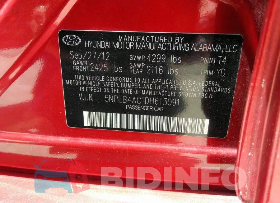 5NPEB4AC1DH613091 Photo# 9