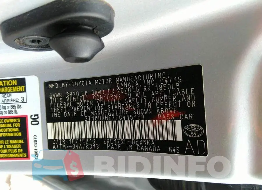 2T1BURHE7FC415168 Photo# 9