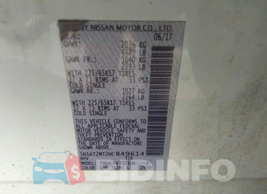 5N1AT2MT2HC849614 Photo# 9
