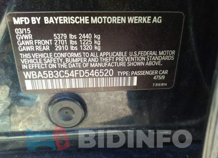 WBA5B3C54FD546520 Photo# 9