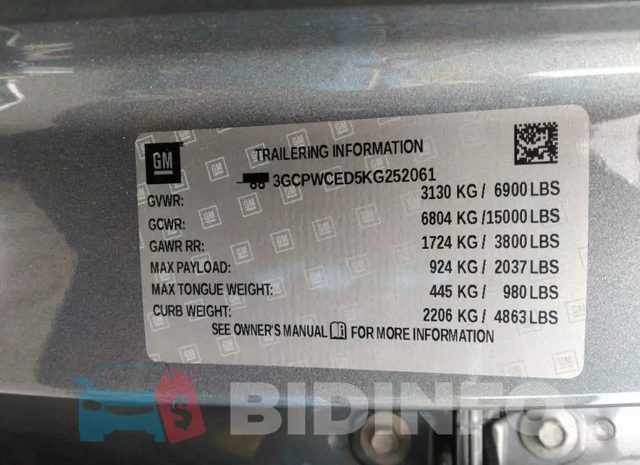 3GCPWCED5KG252061 Photo# 9
