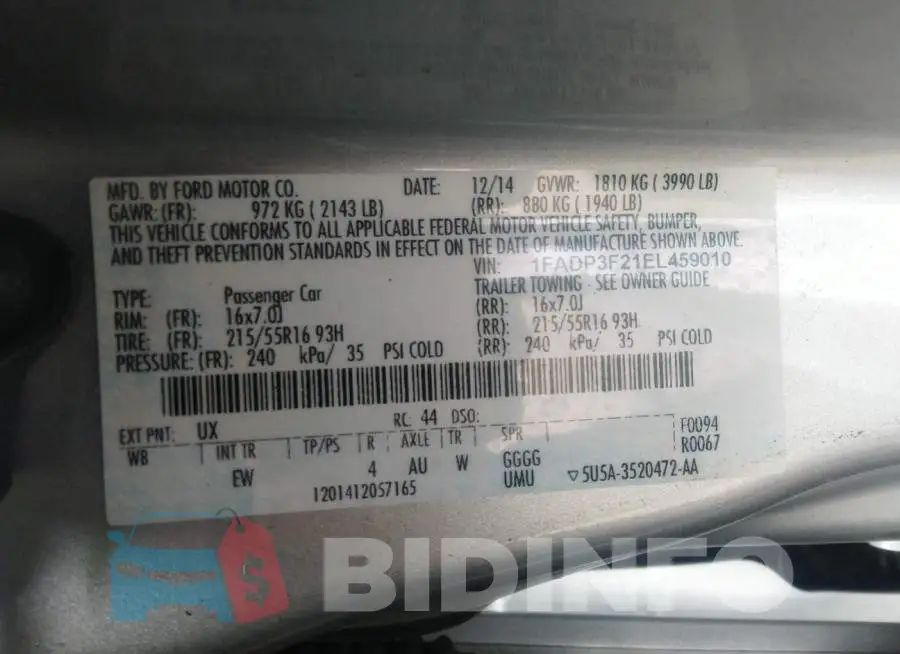 1FADP3F21EL459010 Photo# 9