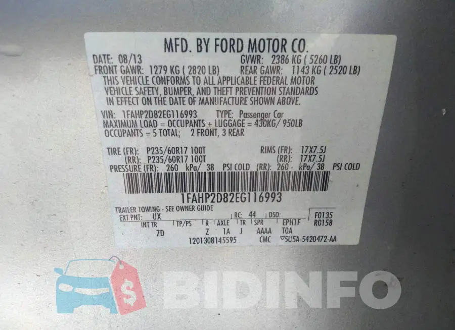 1FAHP2D82EG116993 Photo# 9