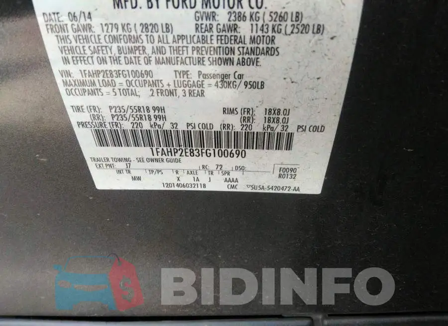 1FAHP2E83FG100690 Photo# 9