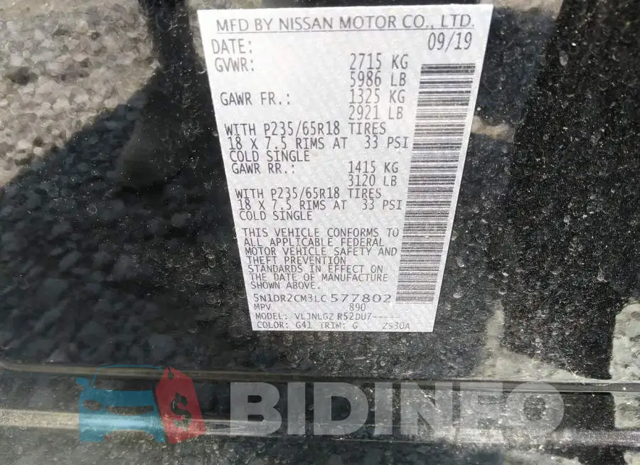 5N1DR2CM3LC577802 Photo# 9