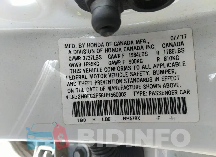 2HGFC2F56HH560002 Photo# 9