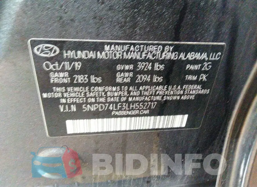 5NPD74LF3LH552717 Photo# 9