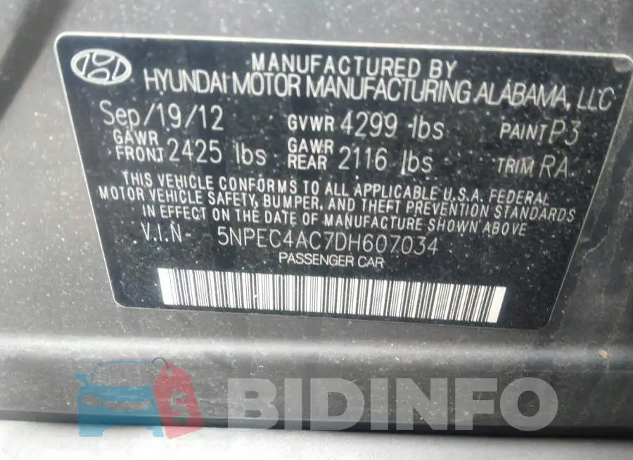 5NPEC4AC7DH607034 Photo# 9