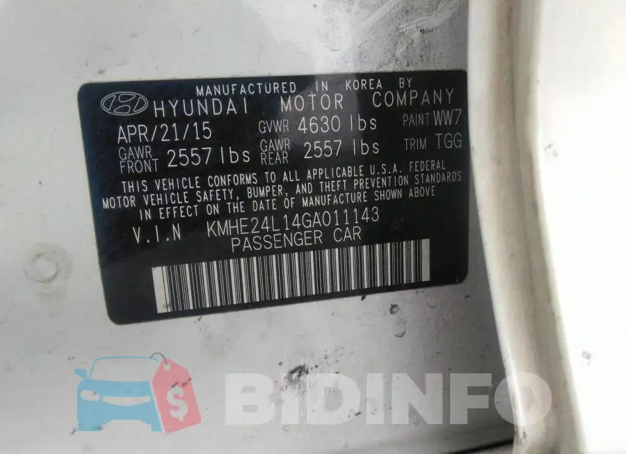 KMHE24L14GA011143 Photo# 9