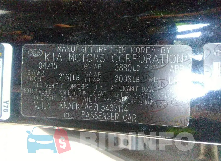 KNAFK4A67F5437114 Photo# 9