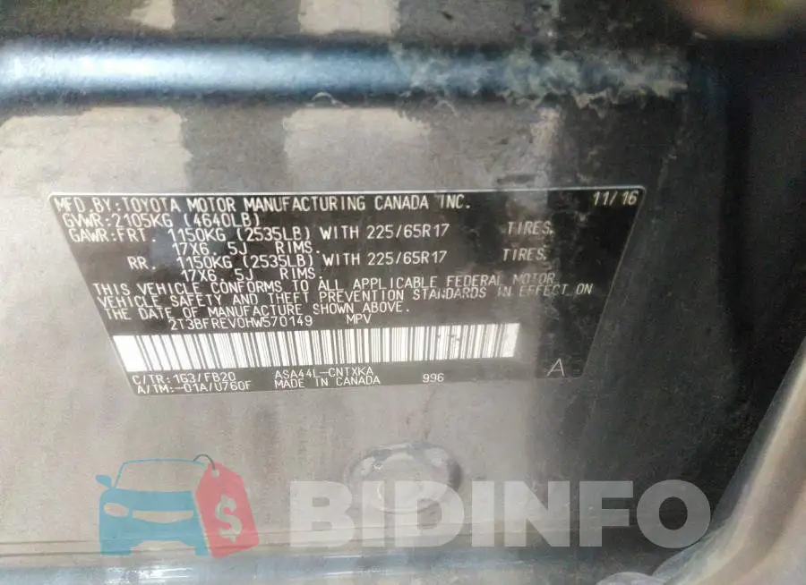 2T3BFREV0HW570149 Photo# 9