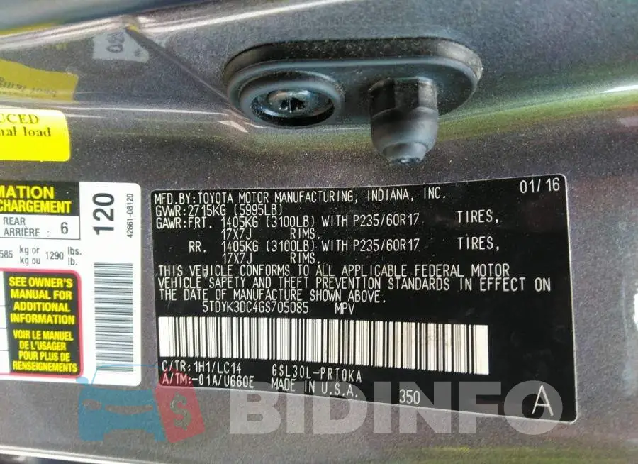 5TDYK3DC4GS705085 Photo# 9