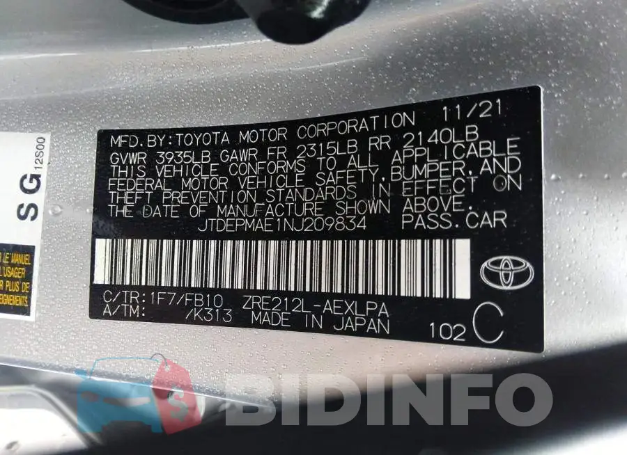 JTDEPMAE1NJ209834 Photo# 9