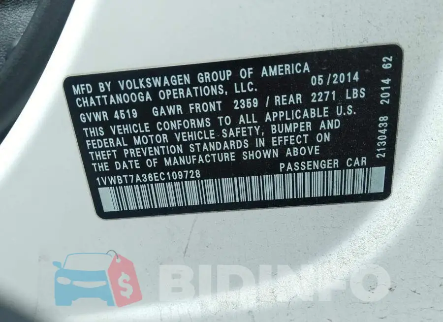1VWBT7A36EC109728 Photo# 9