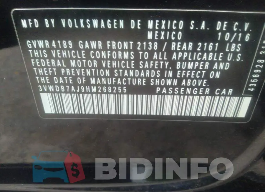 3VWDB7AJ9HM268255 Photo# 9