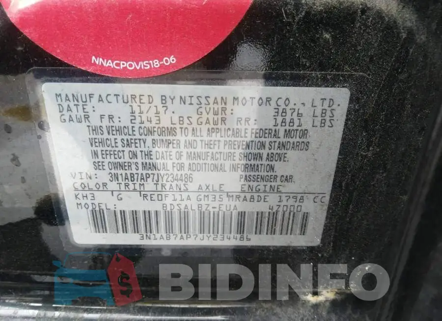 3N1AB7AP7JY234486 Photo# 9