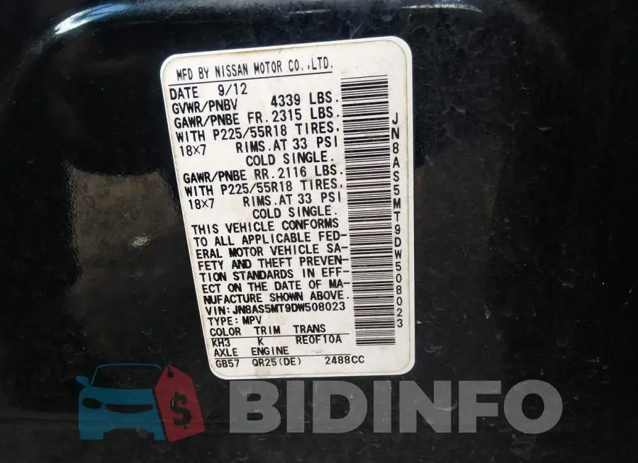 JN8AS5MT9DW508023 Photo# 9