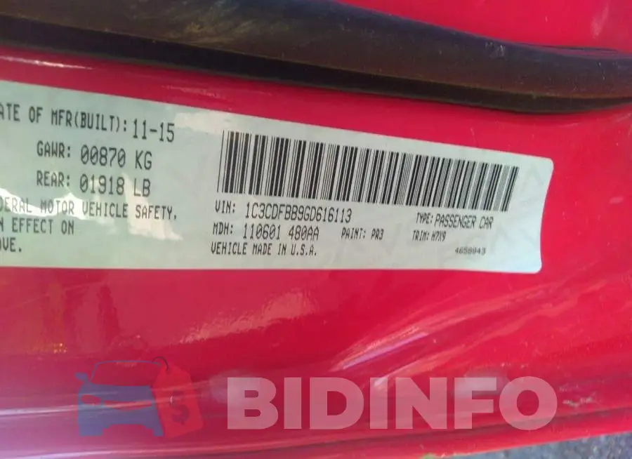 1C3CDFBB9GD616113 Photo# 9