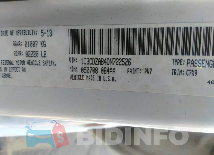 1C3CDZAB4DN722526 Photo# 9