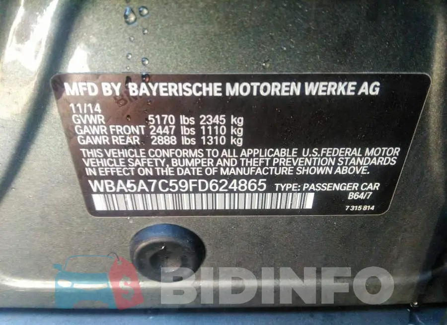 WBA5A7C59FD624865 Photo# 9