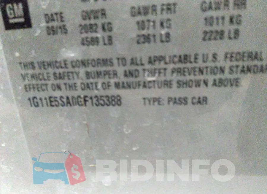 1G11E5SA0GF135388 Photo# 9