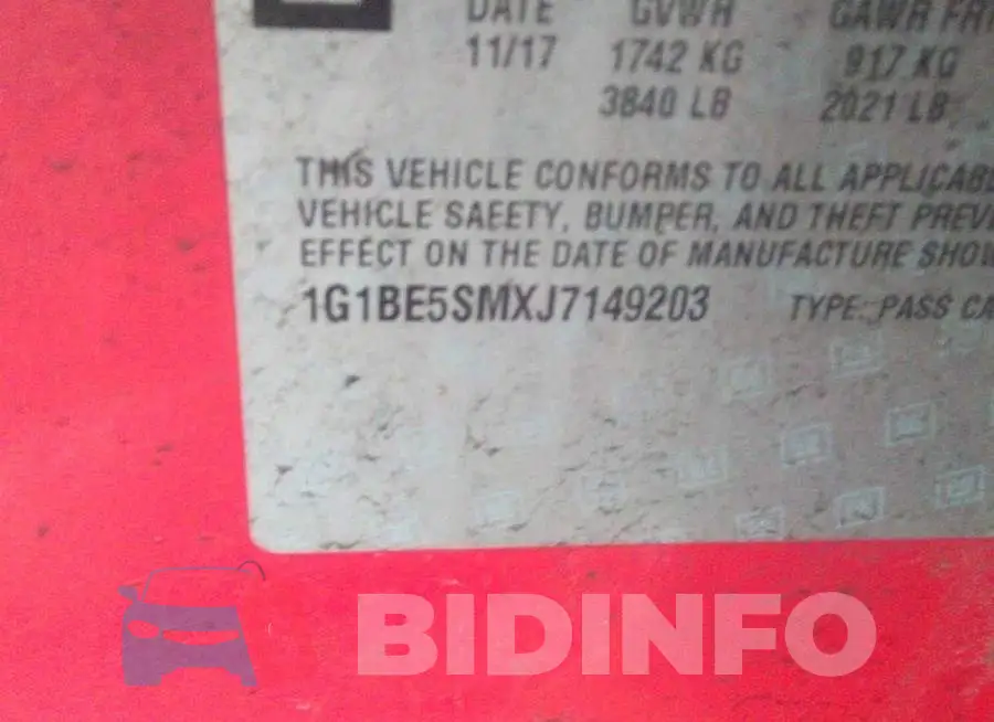 1G1BE5SMXJ7149203 Photo# 9