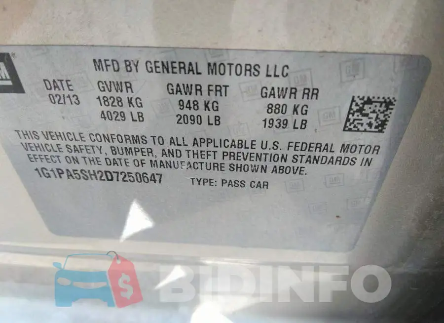 1G1PA5SH2D7250647 Photo# 9