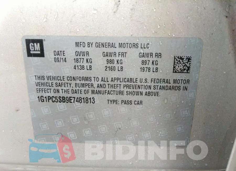 1G1PC5SB9E7481813 Photo# 9