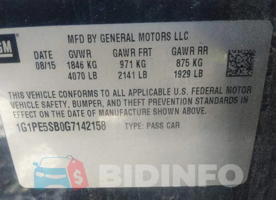 1G1PE5SB0G7142158 Photo# 9