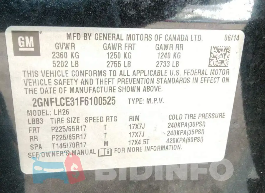2GNFLCE31F6100525 Photo# 9