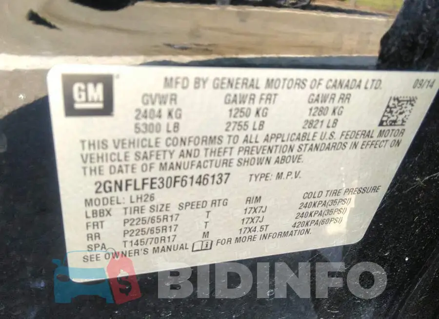 2GNFLFE30F6146137 Photo# 9