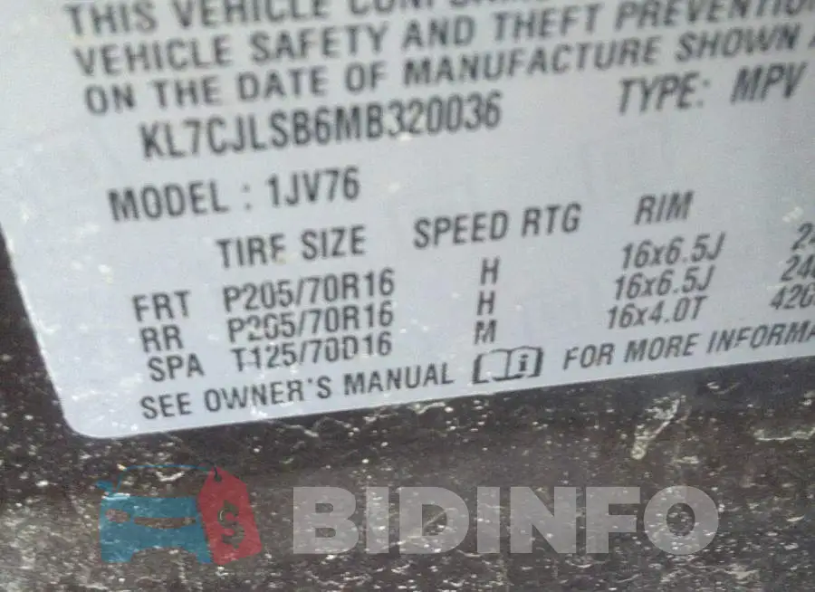 KL7CJLSB6MB320036 Photo# 9
