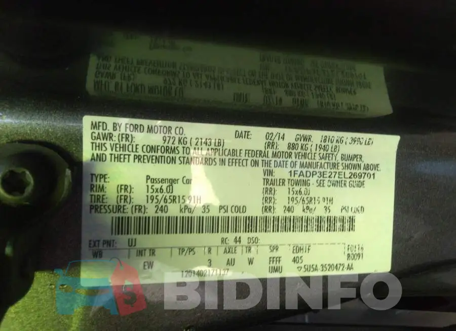 1FADP3E27EL269701 Photo# 9