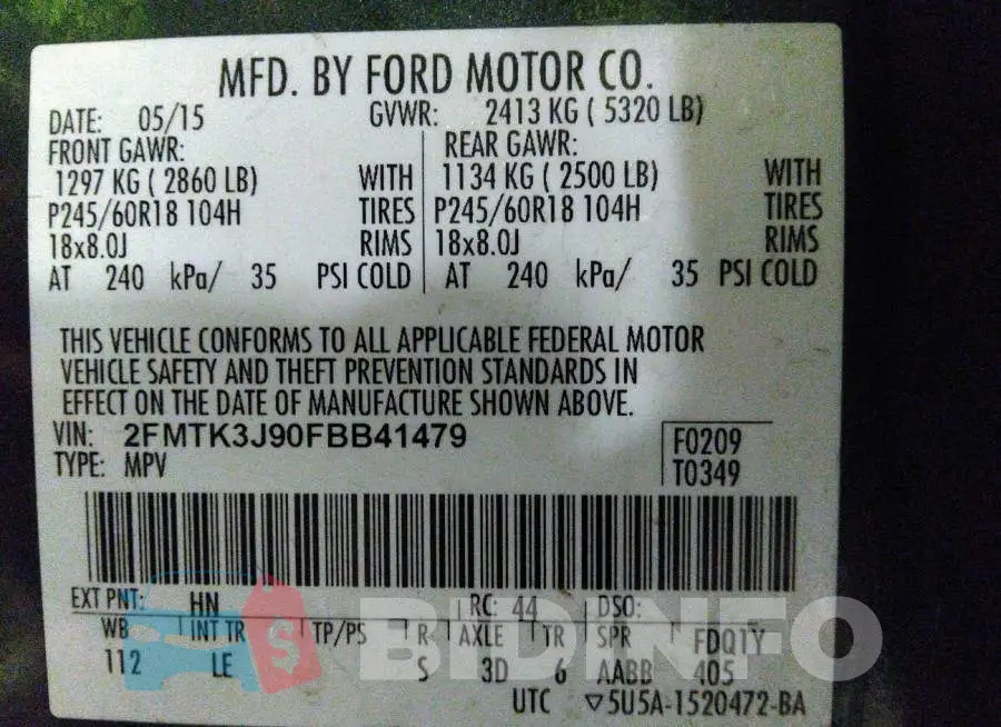 2FMTK3J90FBB41479 Photo# 9