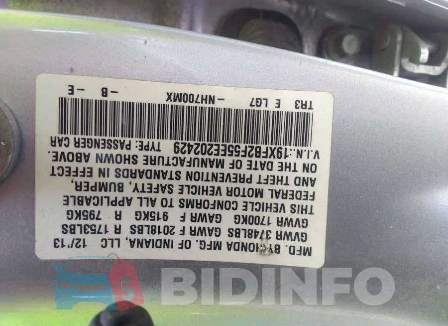 19XFB2F55EE202429 Photo# 9
