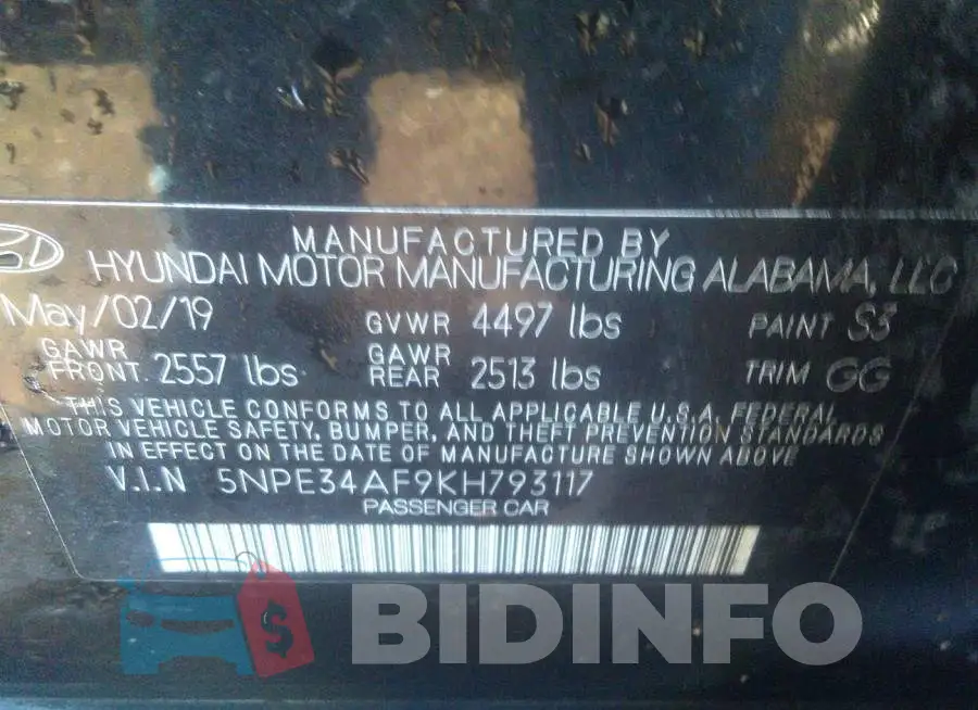 5NPE34AF9KH793117 Photo# 9
