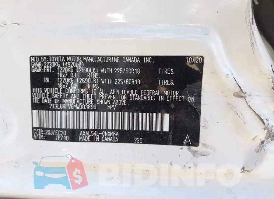 2T3E6RFV6MW003899 Photo# 9