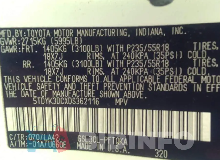 5TDYK3DCXDS362116 Photo# 9